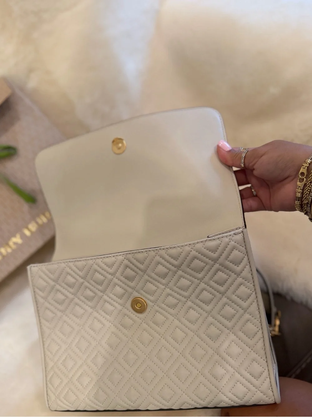 Tory Burch Fleming Luxury White leather bag Tory Burch shoulder bag crossbody